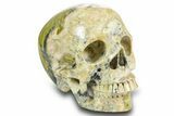 Realistic, Polished Yellow Turquoise Jasper Skull - Magnetic #378615-2